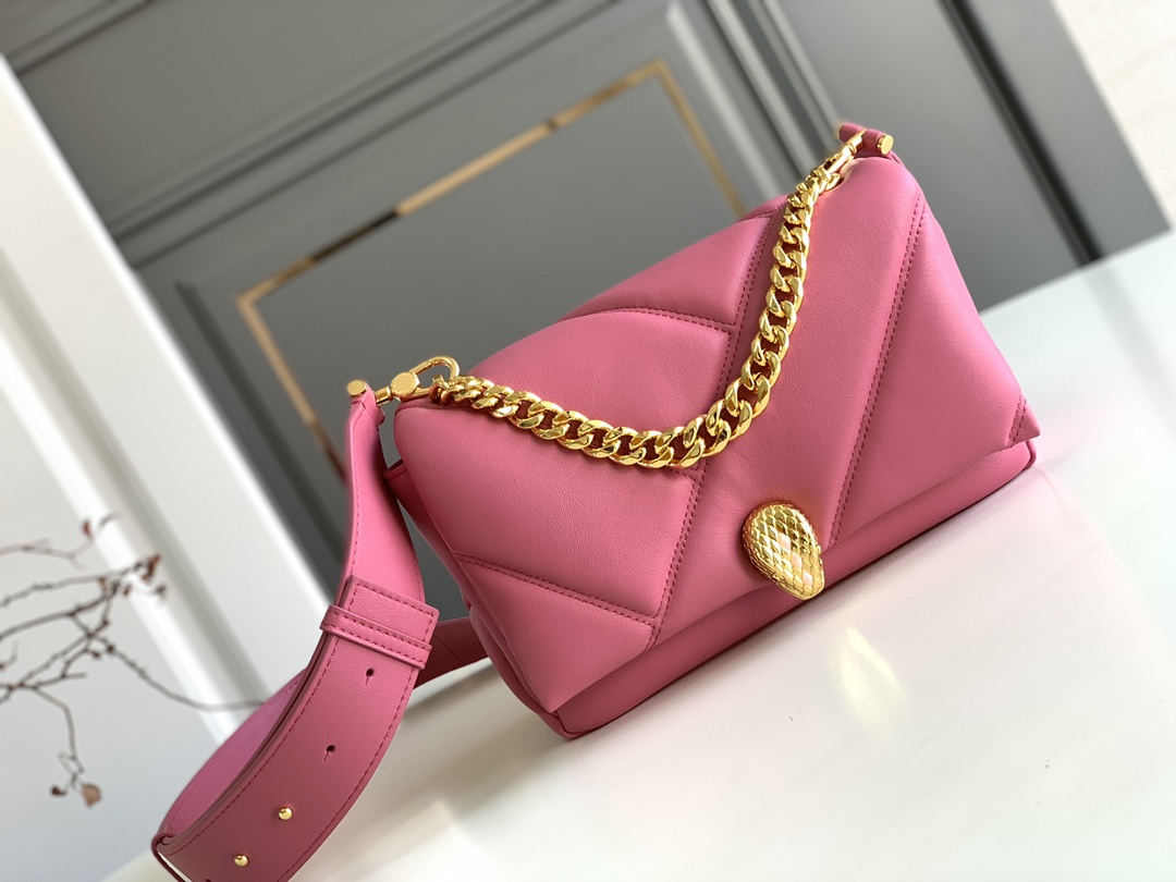 Bvlgari Serpenti Cabochon Crossbody Bag Rose Red